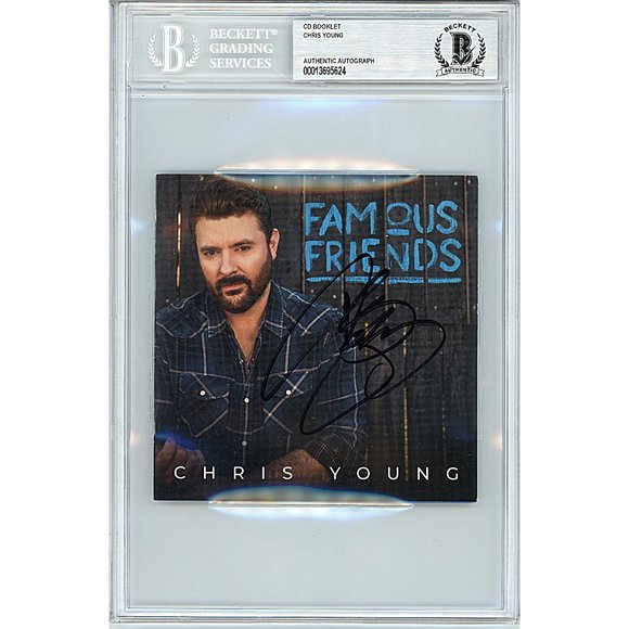 Chris Young Signed Famous Friends CD Cover Booklet Beckett BAS Slabbed Autograph